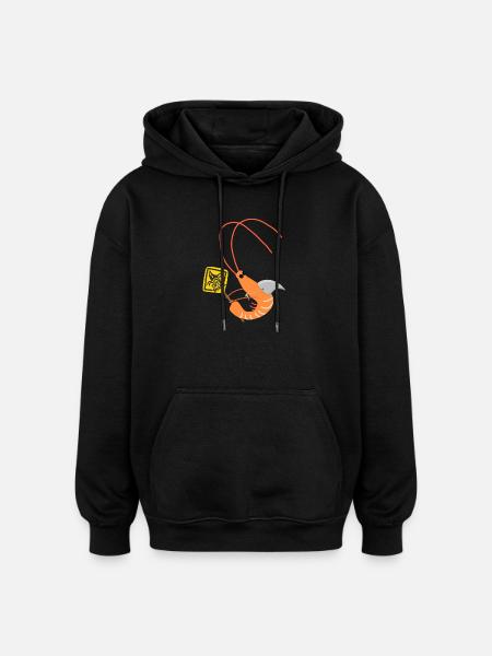 Garnelen-Süßer Cartoon-Hai - Oversized Unisex Hoodie - Schwarz