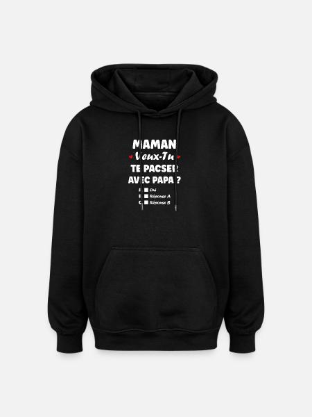 Mor, vil du indgå i et registreret partnerskab med far? - Oversize unisex hoodie - sort