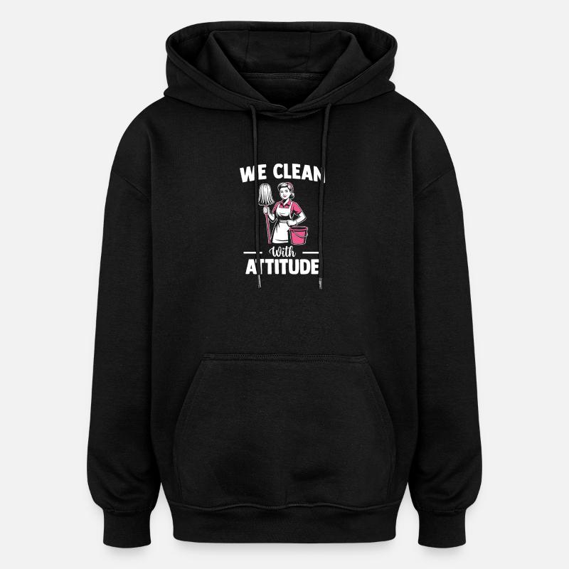 Motif de l’équipe de nettoyage - Sweat à capuche oversize unisexe - noir