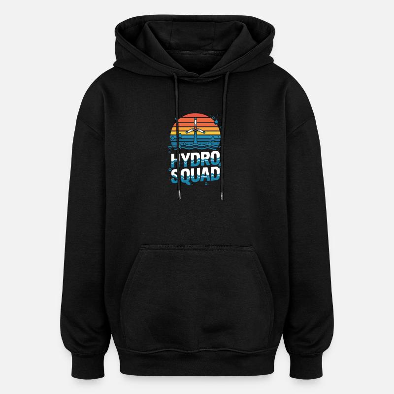 Équipe hydroélectrique Hydro Squad Énergie renouvelable - Sweat à capuche oversize unisexe - noir