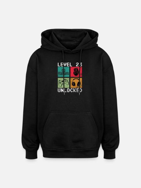 Level 23 Reached Gamer - Oversized Unisex Hoodie - black