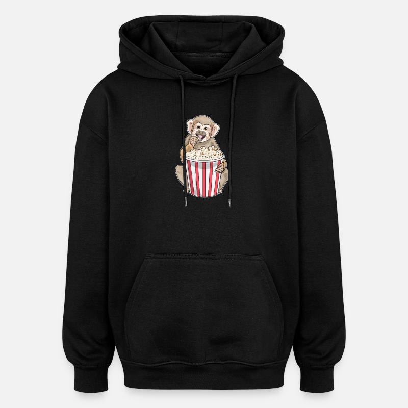 Affe Popcorn - Oversized Unisex Hoodie - Schwarz