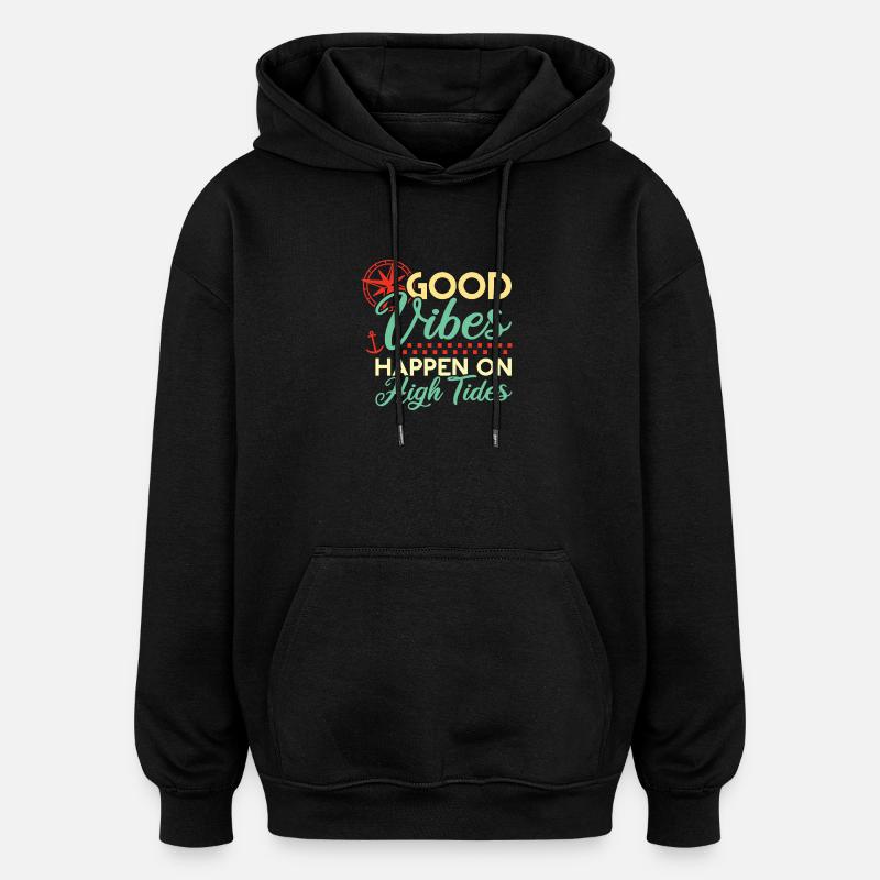 Bonnes vibrations à marée haute - Sweat à capuche oversize unisexe - noir