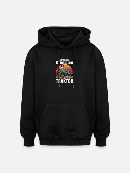 Princess on Tractor Retro - Oversized Unisex Hoodie - black