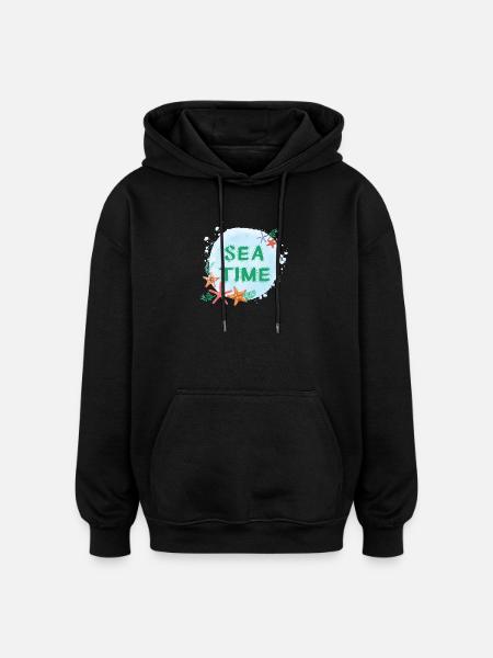 Sea Time Wasserfarben-Design - Oversized Unisex Hoodie - Schwarz