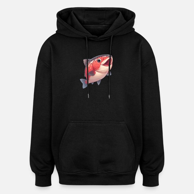 Saumon Saumon - Sweat à capuche oversize unisexe - noir