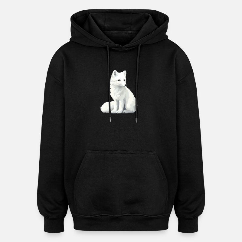 Illustration du renard blanc - Sweat à capuche oversize unisexe - noir