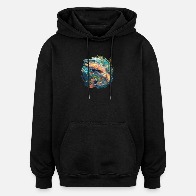 Saumon Saumon - Sweat à capuche oversize unisexe - noir