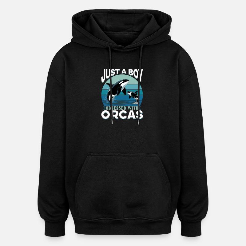 Orca drôle - Sweat à capuche oversize unisexe - noir