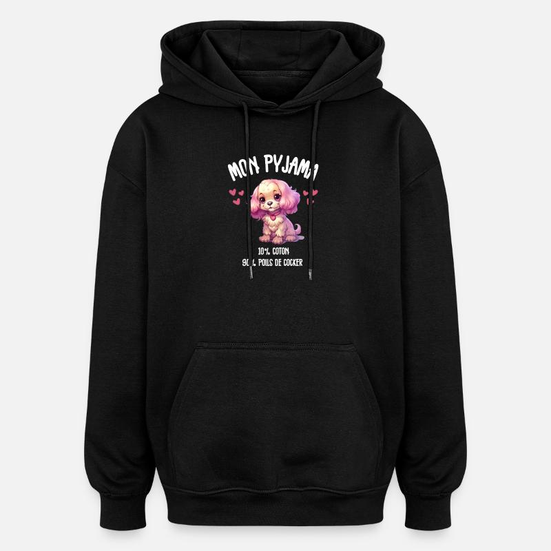 Pyjama Chien Cocker Drôle - Sweat à capuche oversize unisexe - noir