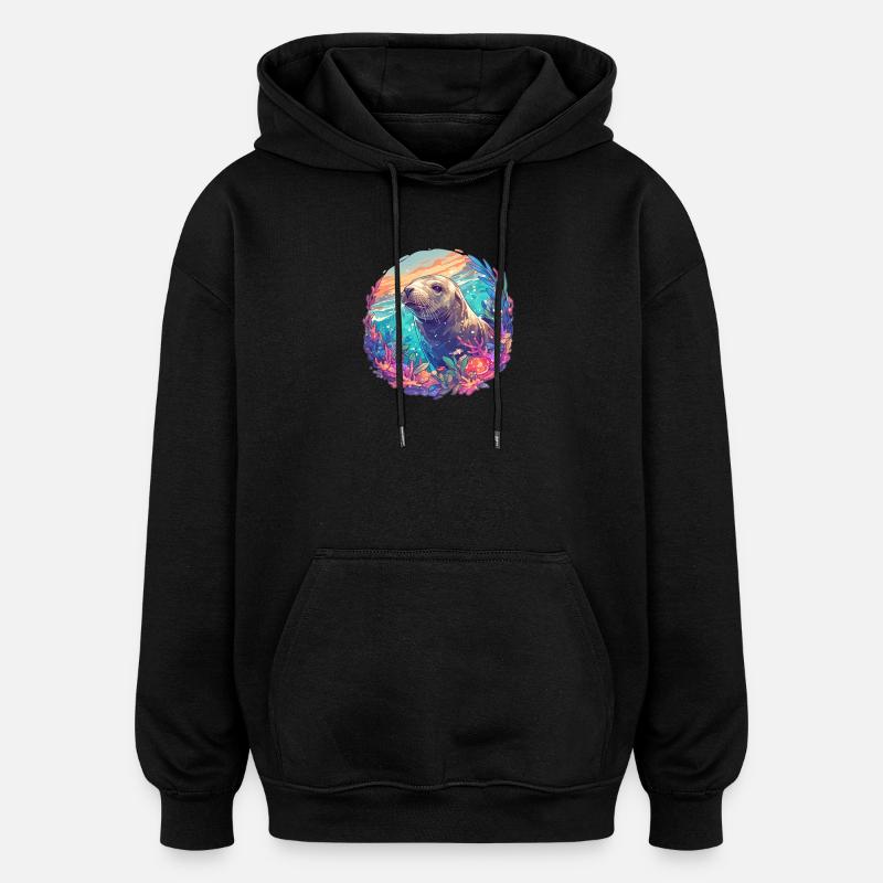 Seelöwen Seelöwe - Oversized Unisex Hoodie - Schwarz