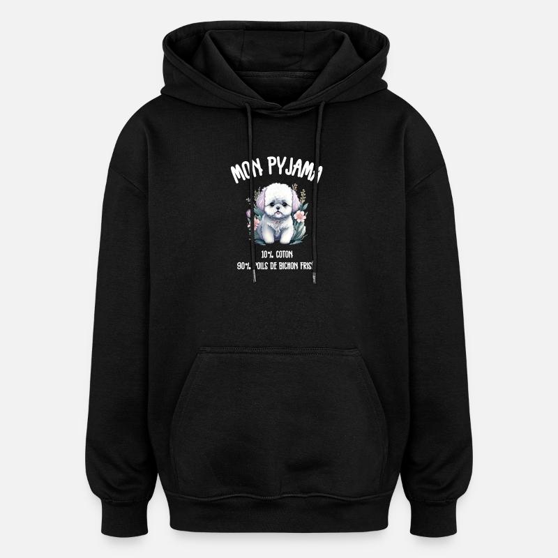 Pyjama Drôle Chien Bichon - Sweat à capuche oversize unisexe - noir