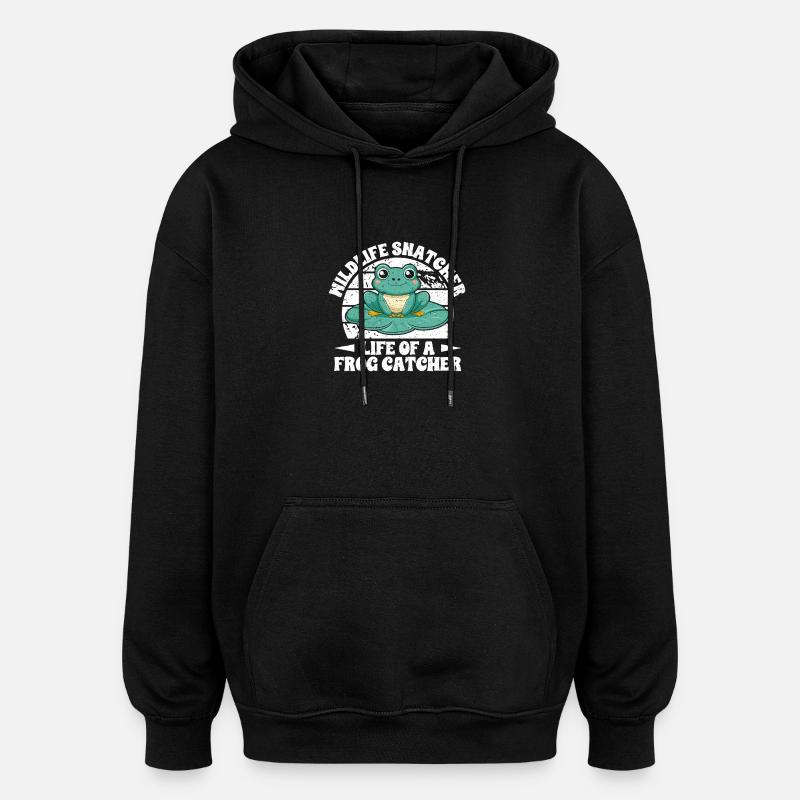 Frog Catcher Mildlife Snatcher Frog - Oversized Unisex Hoodie - black