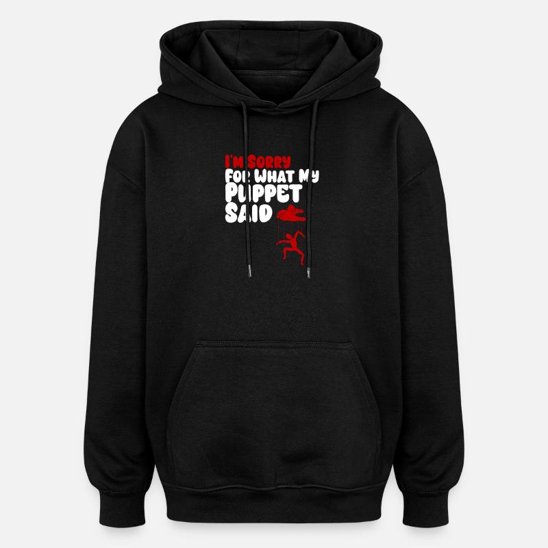 Puppet Confession on Strings - Oversized Unisex Hoodie - black