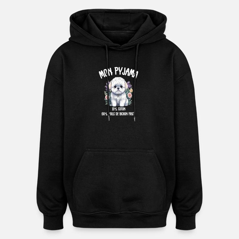 Pyjama Drôle Chien Bichon - Sweat à capuche oversize unisexe - noir