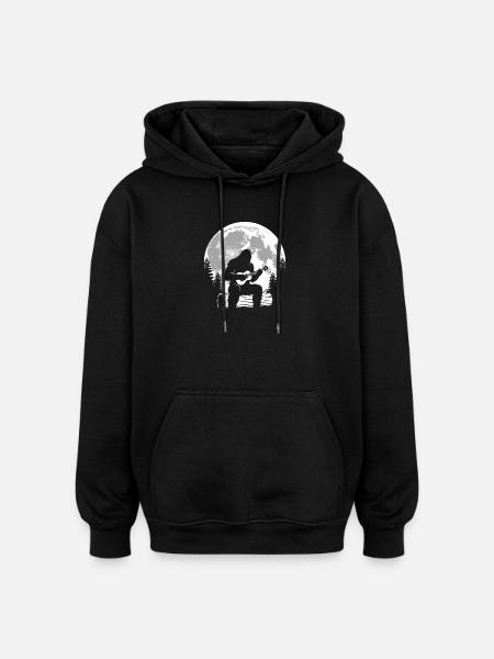 Bigfoot plays ukulele - Oversized Unisex Hoodie - black