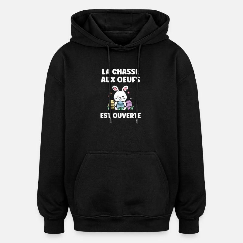 chasse aux oeufs - Sweat à capuche oversize unisexe - noir