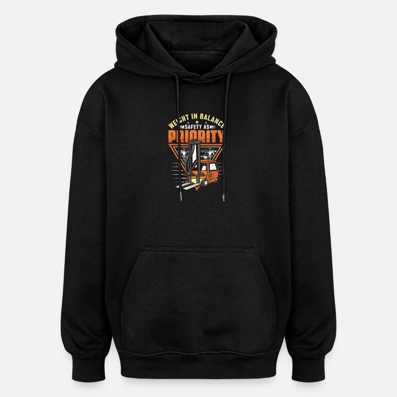 Staplerfahrer Englisch Spruch Stapler - Oversized Unisex Hoodie - Schwarz