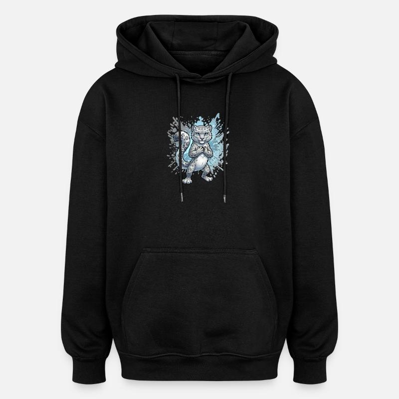 Snow Leopard Hatchling Splash - Oversized Unisex Hoodie - black