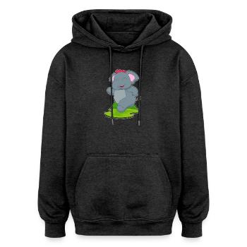 Elephant Jogger Jogging Sport - Sweat à capuche oversize unisexe - charbon - Devant - Noah (186cm)