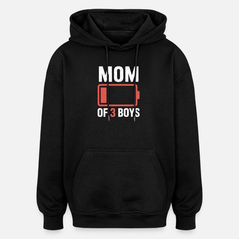 Mutter von 3 Jungen Batterie - Oversized Unisex Hoodie - Schwarz