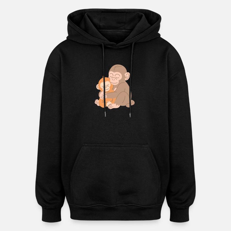 Étreinte entre singe et bébé - Sweat à capuche oversize unisexe - noir