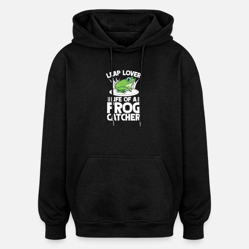 Frog Catcher Leap Lover Frog - Oversized Unisex Hoodie - black