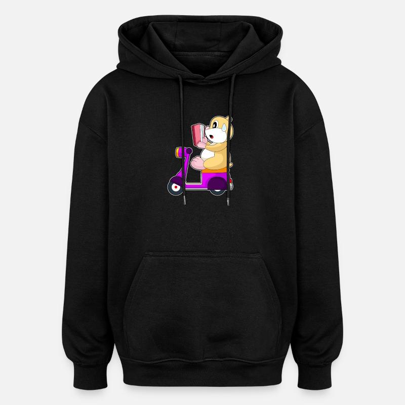 Hamster Motorroller - Oversized Unisex Hoodie - Schwarz