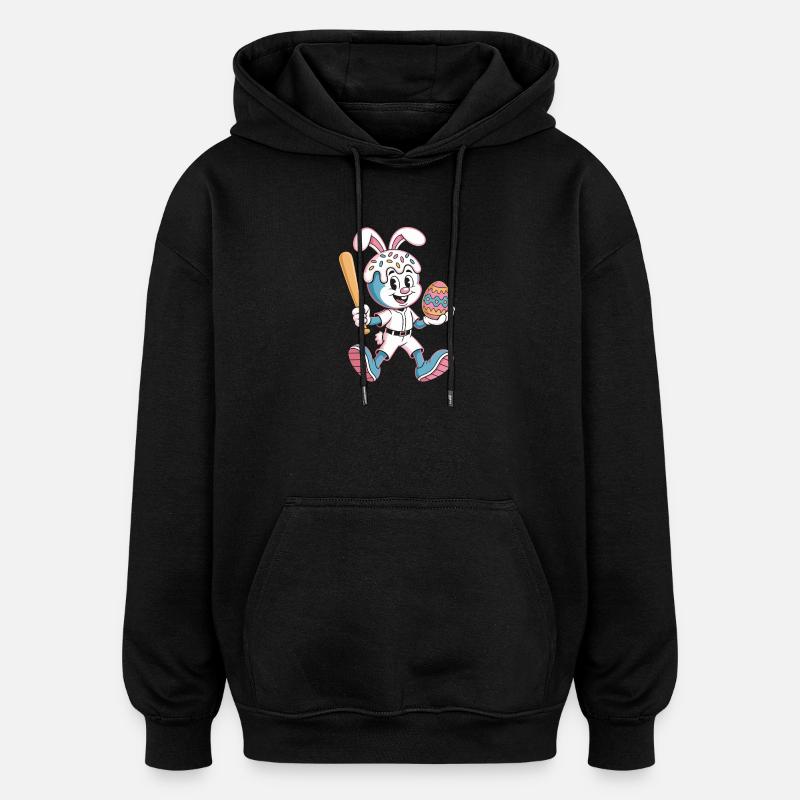Hoppelhase with Easter egg - Oversized Unisex Hoodie - black