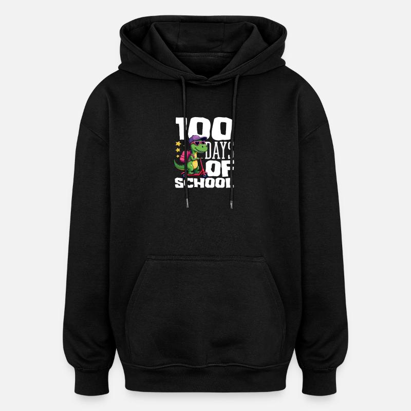 Trottinette dinosaure 100 Jours d’École - Sweat à capuche oversize unisexe - noir