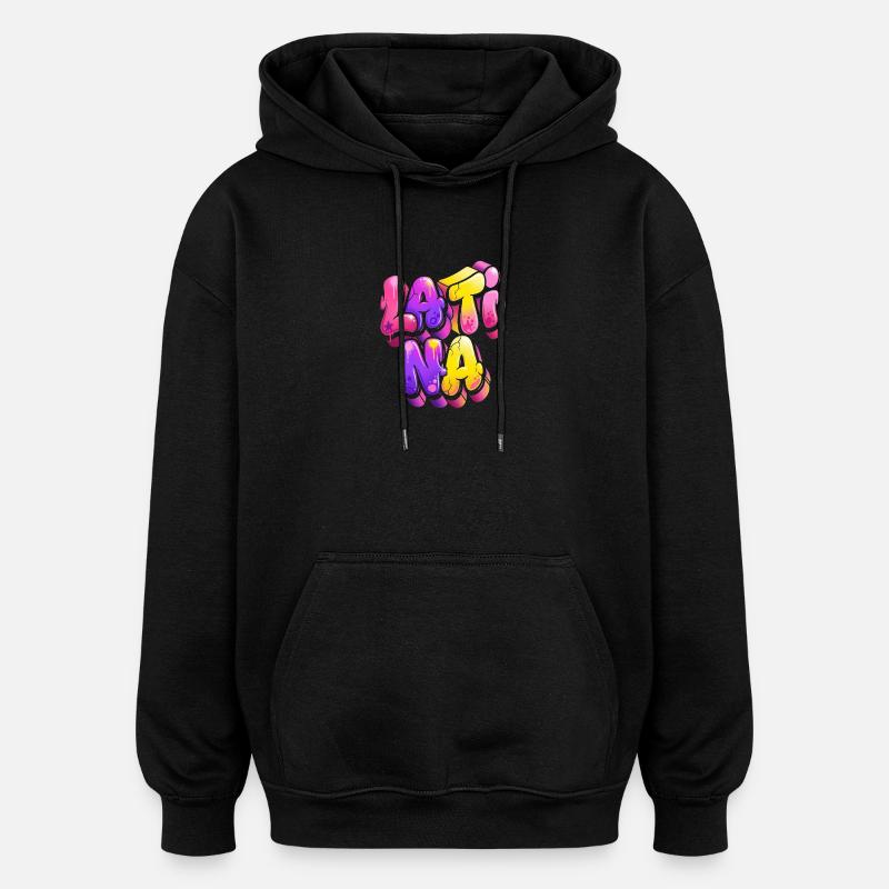 Neon Graffiti Lettering Gradient - Oversized Unisex Hoodie - black