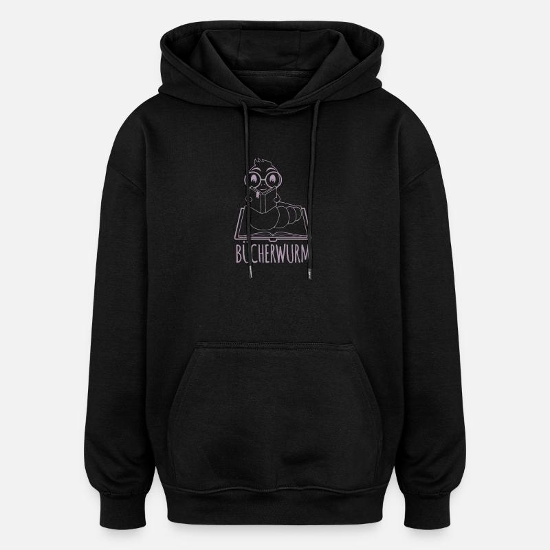 Bücherwurm Silhouette Minimalistisch Nerd - Oversized Unisex Hoodie - Schwarz