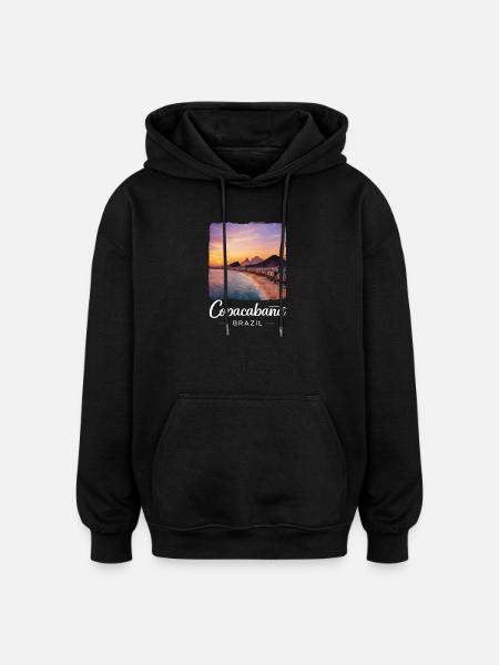 Copacabana Brazil Sunset Beach Magic - Oversized Unisex Hoodie - black