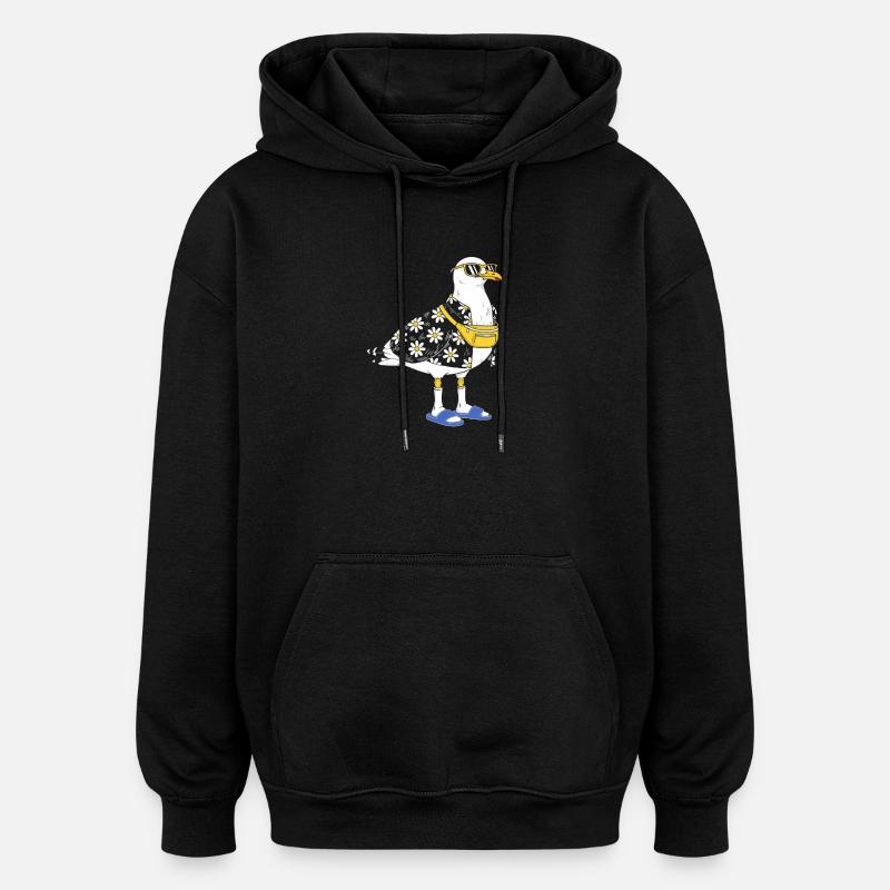 Daisy seagull in summer look - Oversized Unisex Hoodie - black