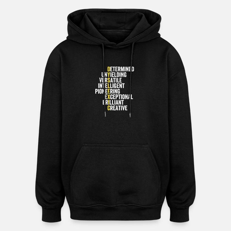 Pile d’adjectifs d’accent jaune - Sweat à capuche oversize unisexe - noir
