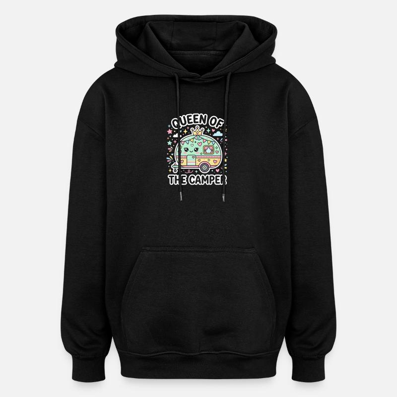 Reine du Camping-caravane Pastel - Sweat à capuche oversize unisexe - noir