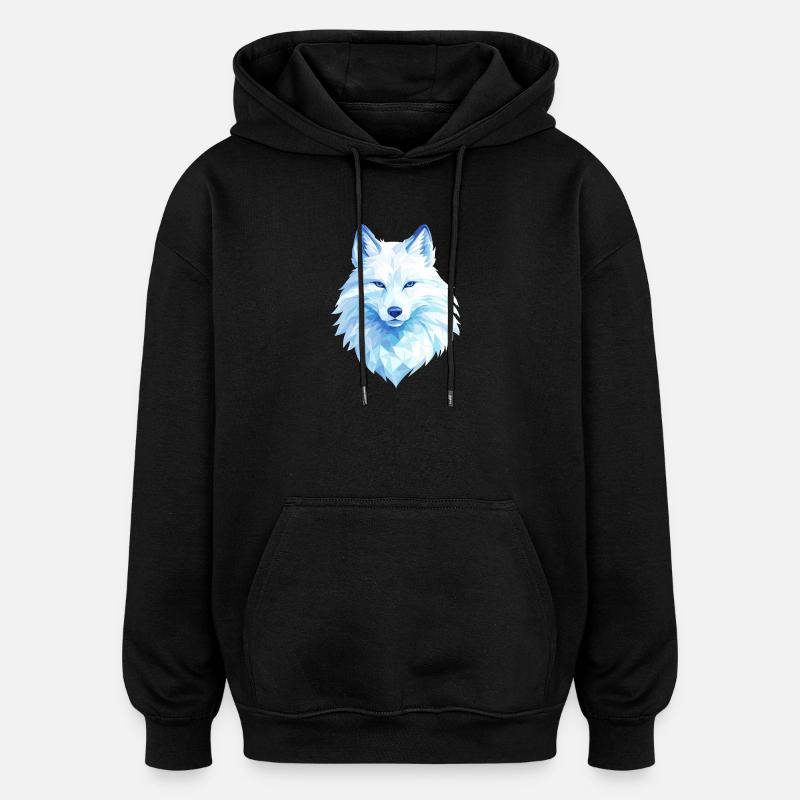 Polygon Wolf Eis Blau– Modern Art - Sweat à capuche oversize unisexe - noir