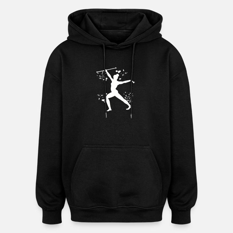 Gymnast with baton rhythmic gymnastics - Oversized Unisex Hoodie - black