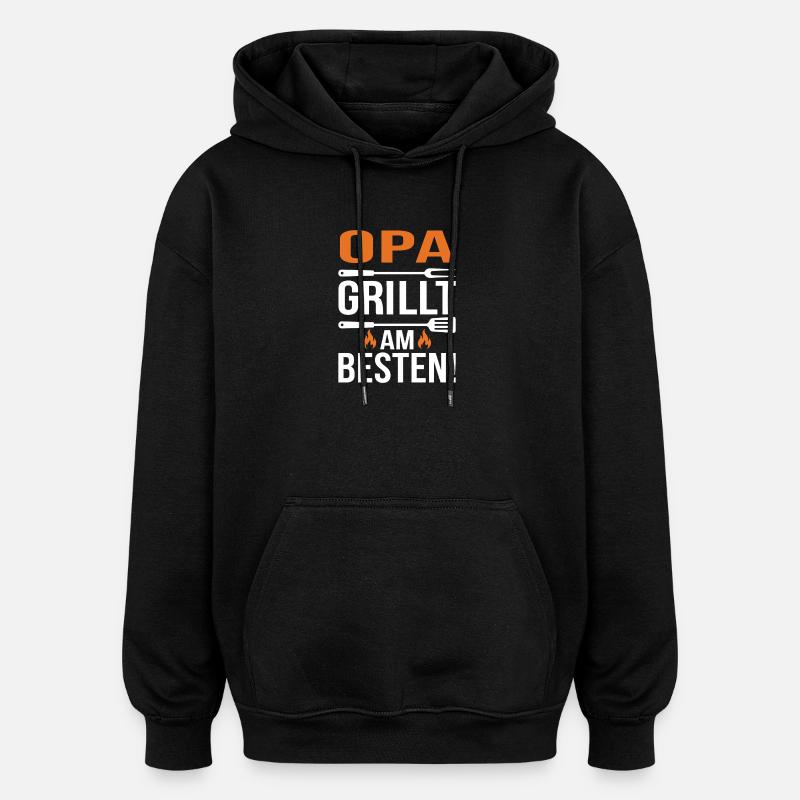 OPA Grillt Am Besten - Oversized Unisex Hoodie - Schwarz