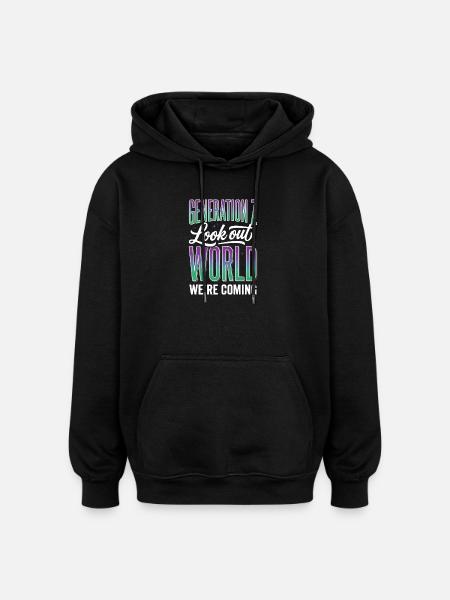 Generation Z Lookout World - Oversized Unisex Hoodie - black