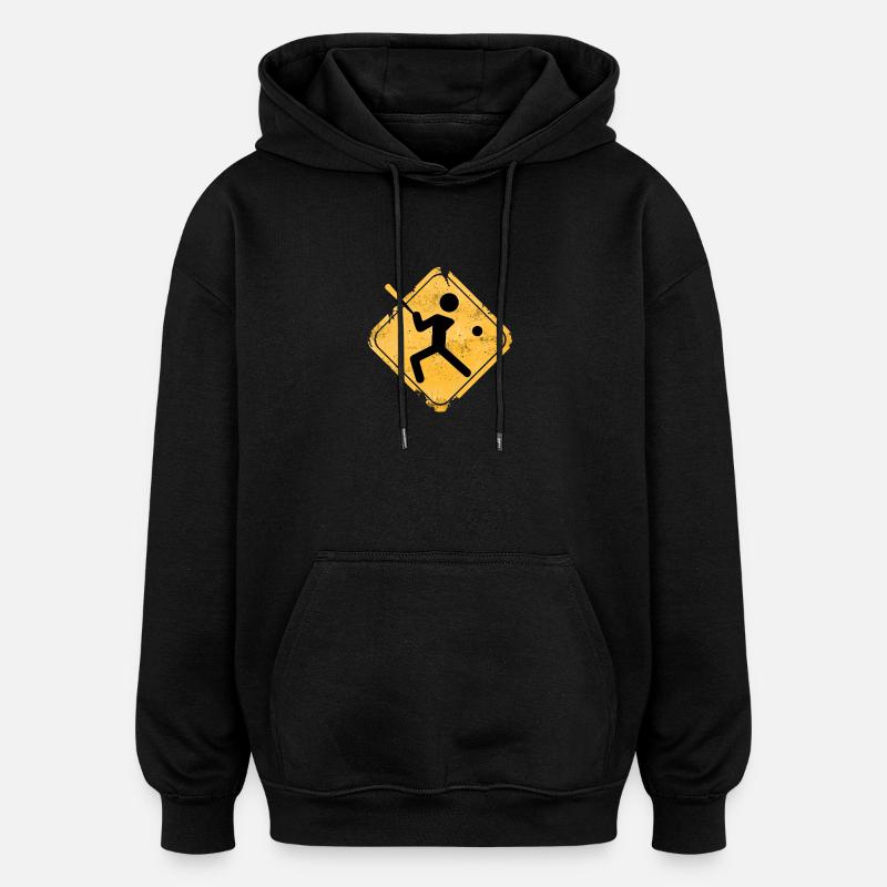 Silhouette de baseball avec batte - Sweat à capuche oversize unisexe - noir