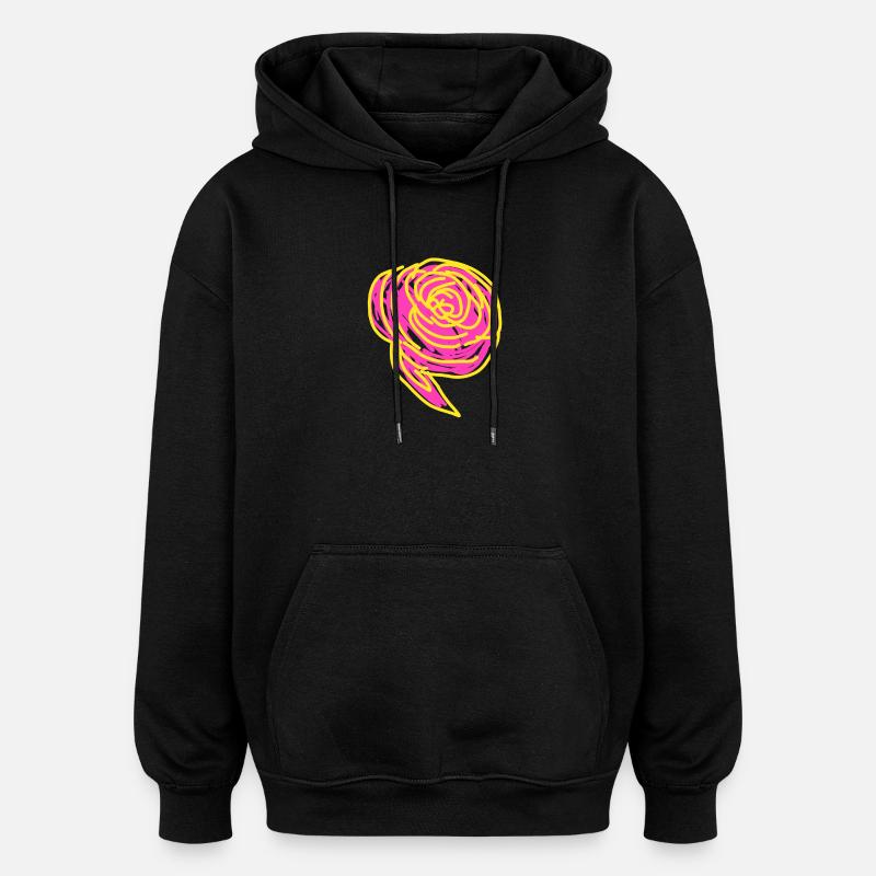 Ranunculus - Sweat à capuche oversize unisexe - noir