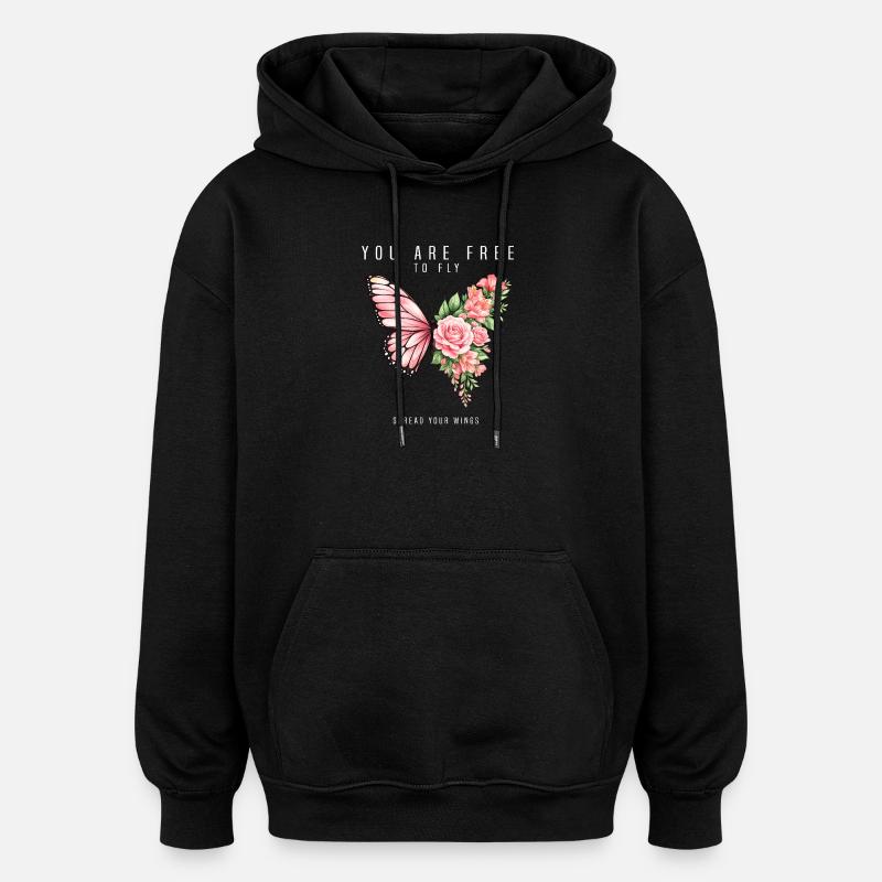 Graphique inspirant de fan papillon - Sweat à capuche oversize unisexe - noir