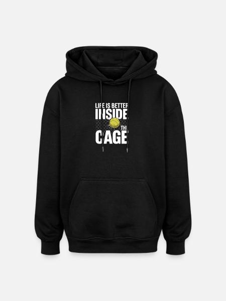Padelspiller-livet er bedre inde i buret Padel - Oversize unisex hoodie - sort