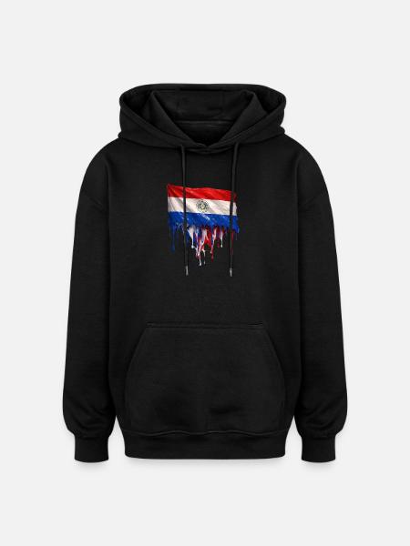 Paraguay Flag Drop Art - Oversized Unisex Hoodie - black