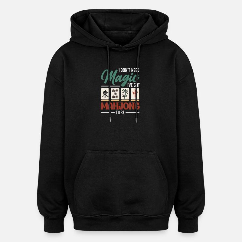 C’est l’heure du Mahjong - Sweat à capuche oversize unisexe - noir
