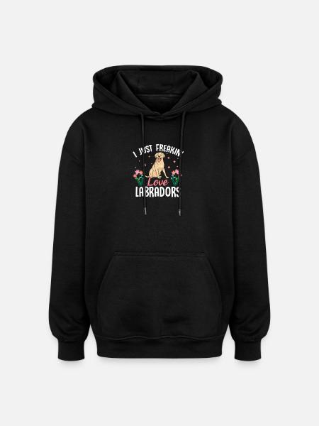 J’adore les labradors - Sweat à capuche oversize unisexe - noir