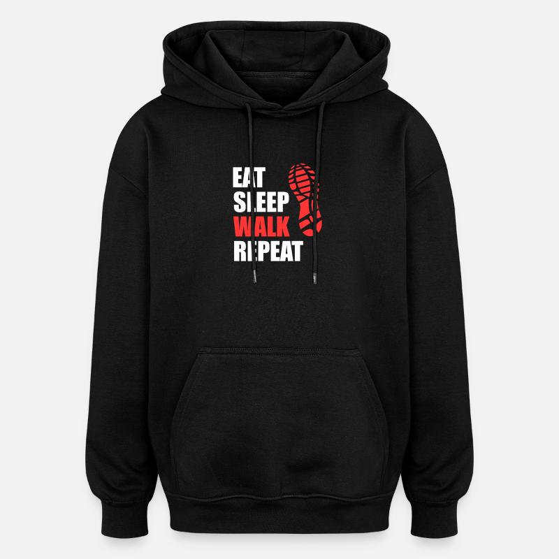 Spise Søvn Gå Gentag - Skoaftryk Vandring - Oversize unisex hoodie - sort
