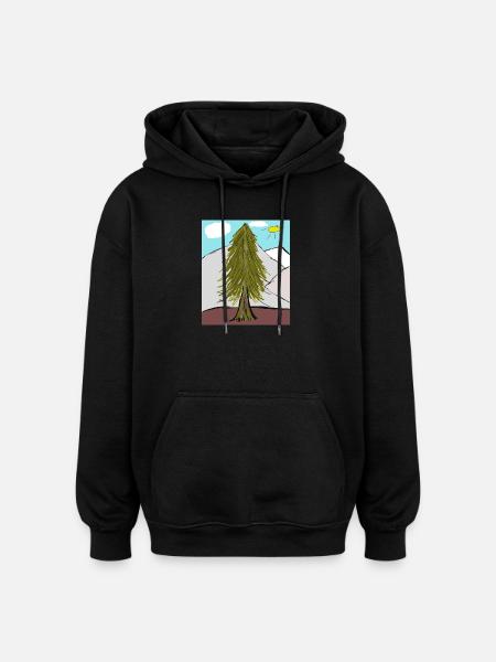 Nadelwald am Bergsonnenglanz - Oversized Unisex Hoodie - Schwarz