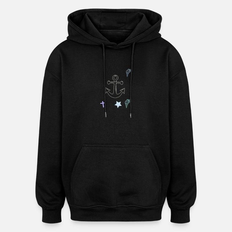 Maritim Anker Kreuz Eiscrem - Oversized Unisex Hoodie - black
